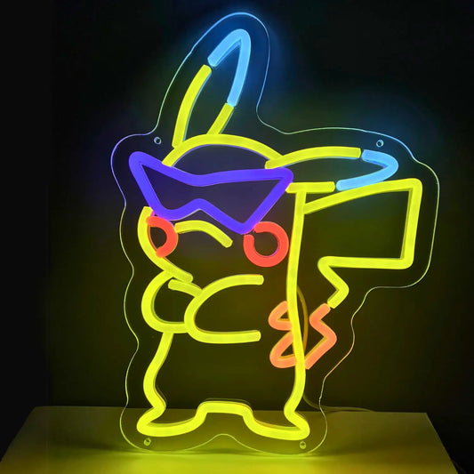 Insegna al neon Pikachu per decorazione da parete Insegna al neon alimentata tramite USB per la decorazione da parete della sala giochi di casa Regali per ragazzi, ragazze, amici, famiglie