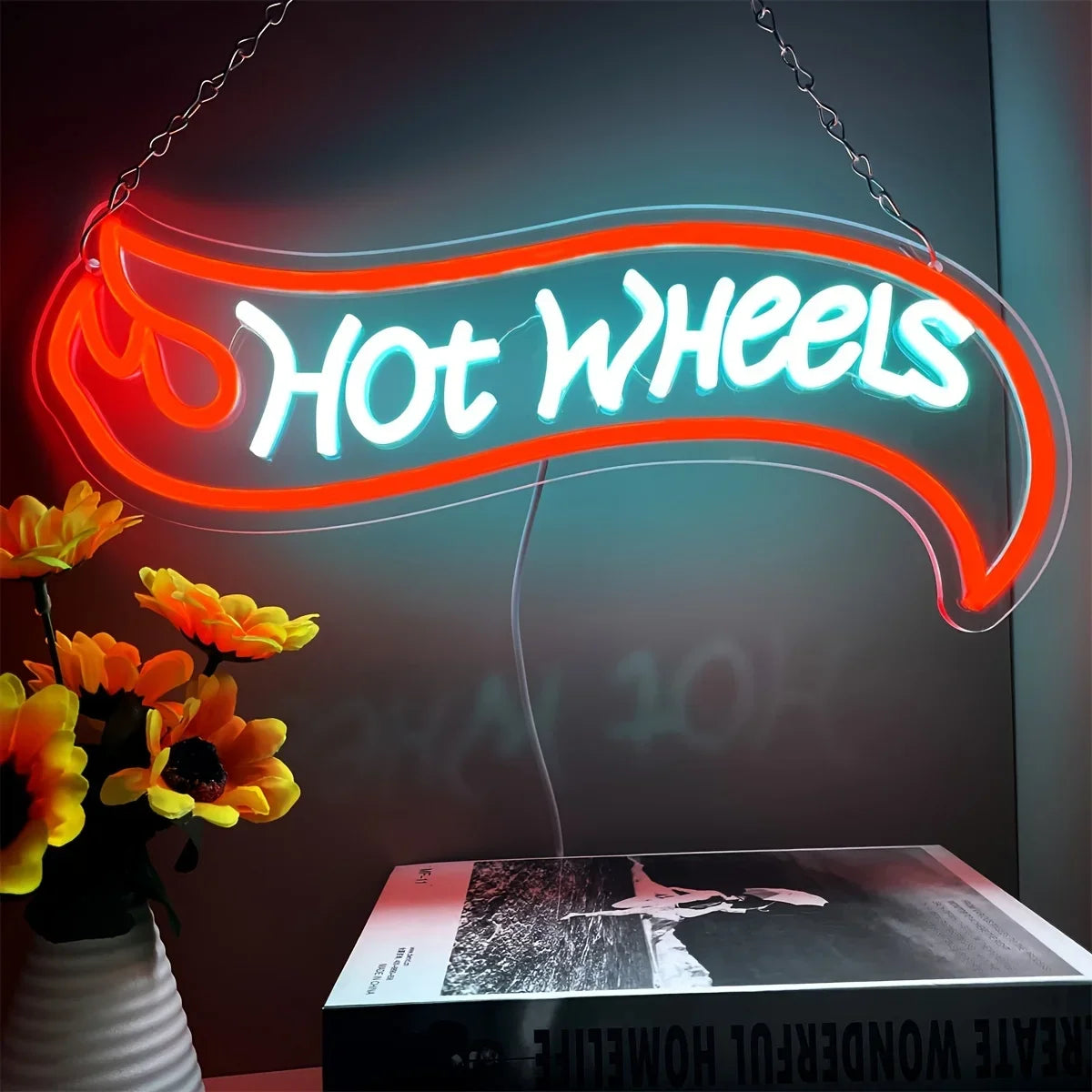 Hot Wheels Neon sign, Neon Lighting Wall, Music Festival Mood Light, Bar Bedroom Neon, Theme Party Props, Birthday Gift Light