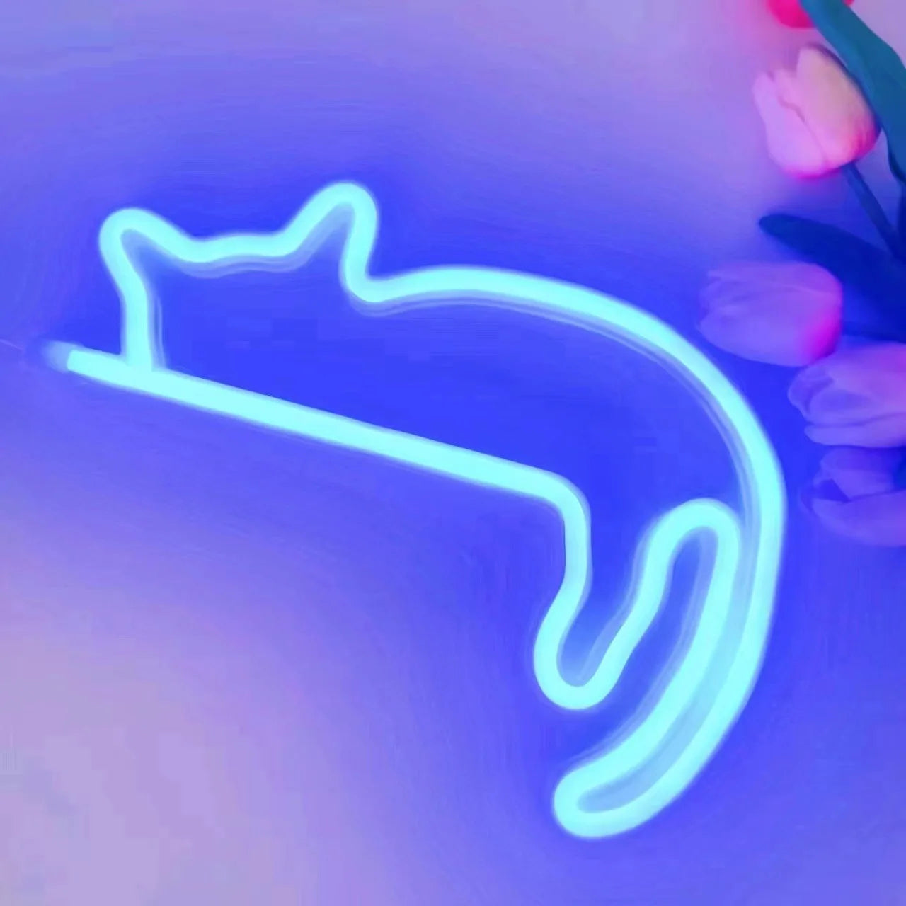 Insegna al neon a forma di gatto per decorazioni da parete con luce a LED