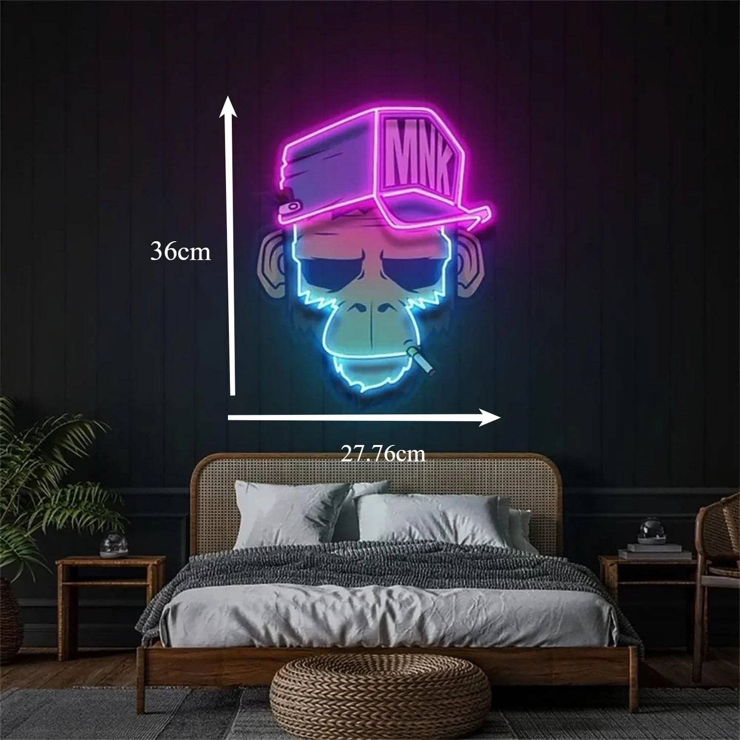 Monkey Neon Sign Bored Smoke Monkey Neon Light LED Night Light Animal Lamp Bedroom Zoo Game Hall Hotel Bar Men's Cave Mall Decor