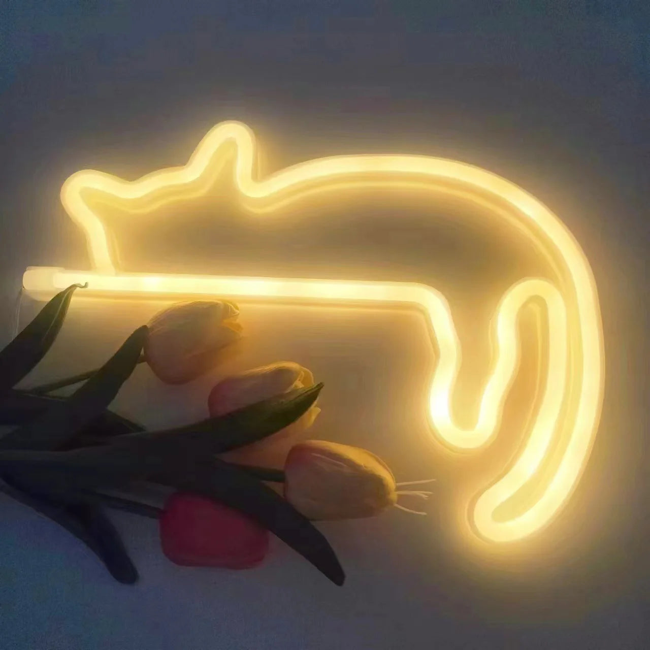 Insegna al neon a forma di gatto per decorazioni da parete con luce a LED