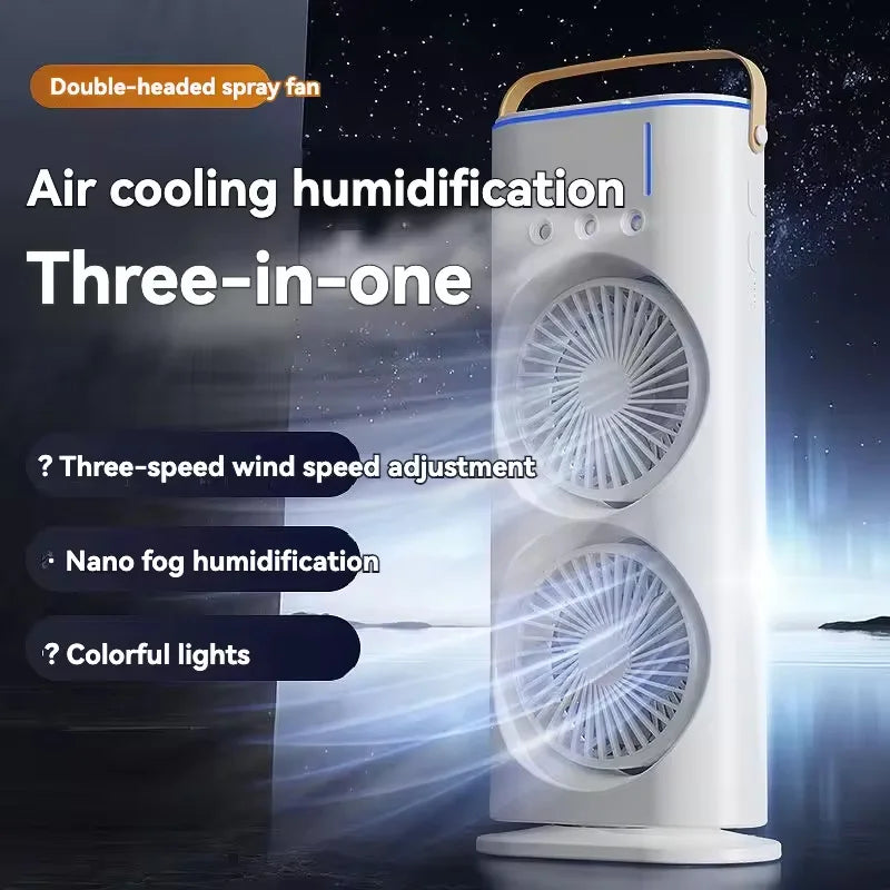 3-hole Double Head Fog Fan Portable air Conditioner USB Cable humidifier