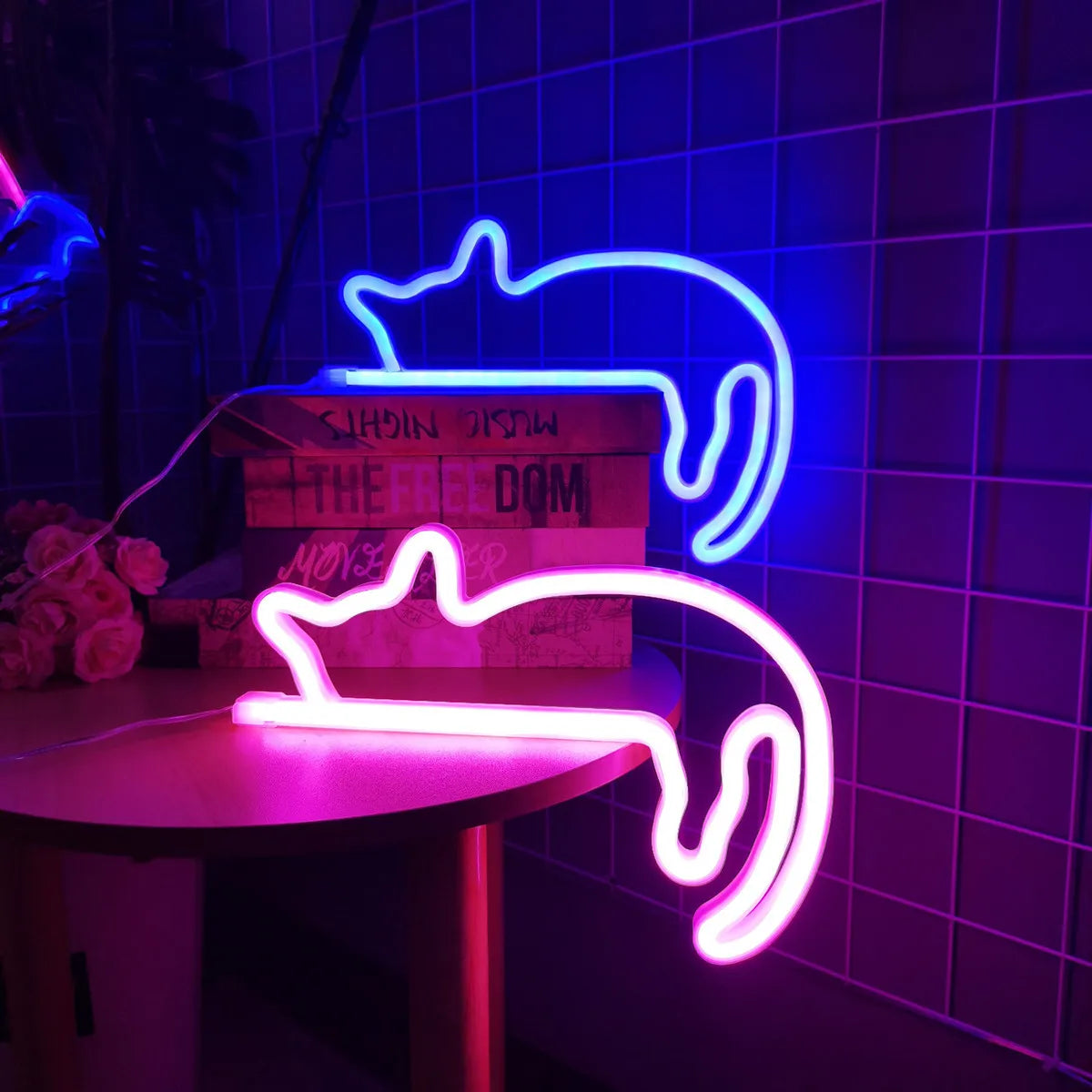 Insegna al neon a forma di gatto per decorazioni da parete con luce a LED