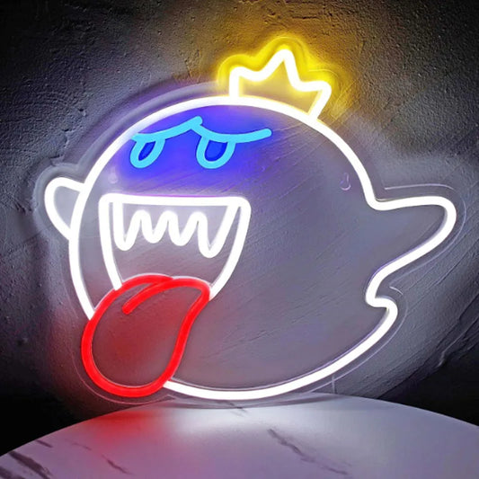 Luce al neon a LED con faccia da fantasma di King Boo