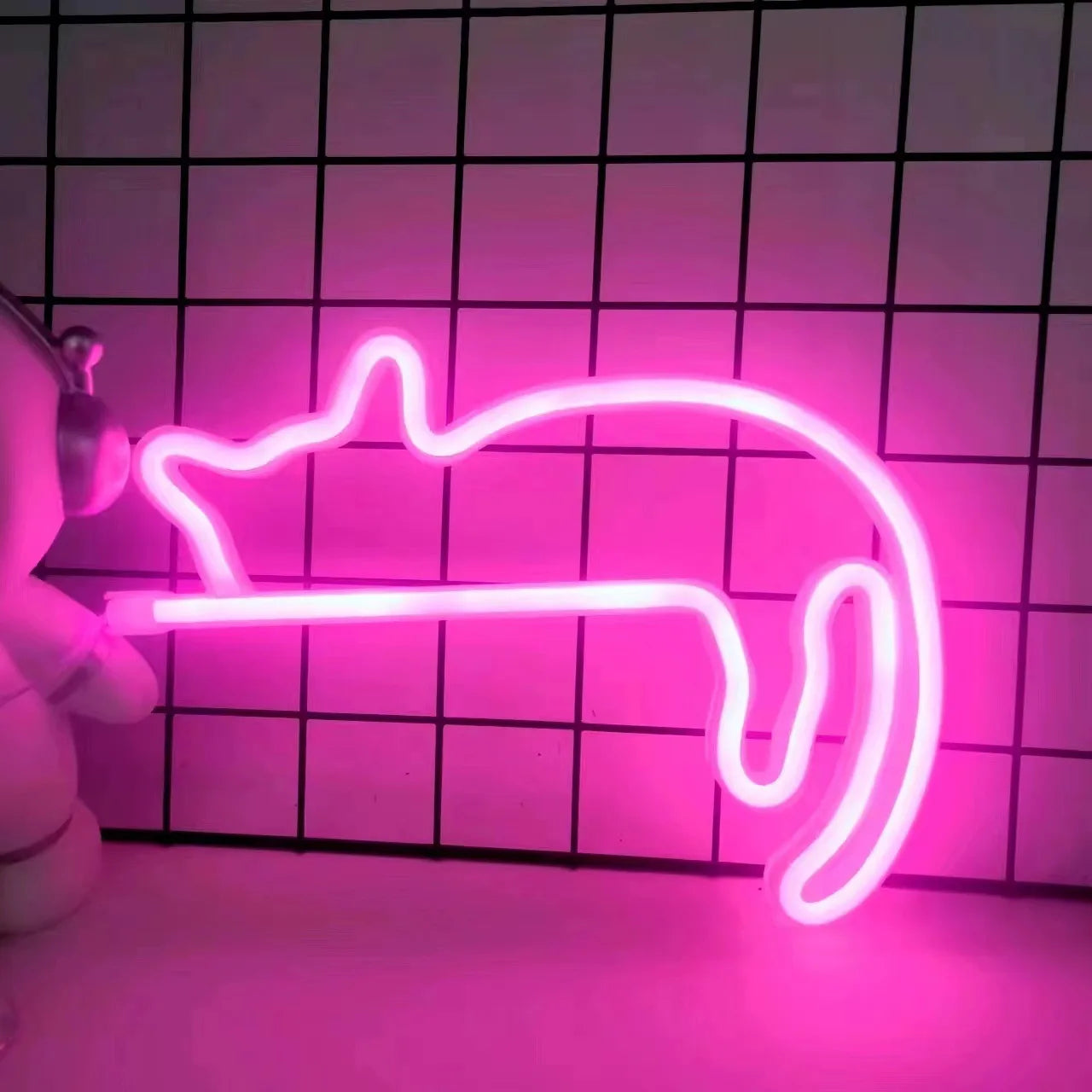 Insegna al neon a forma di gatto per decorazioni da parete con luce a LED