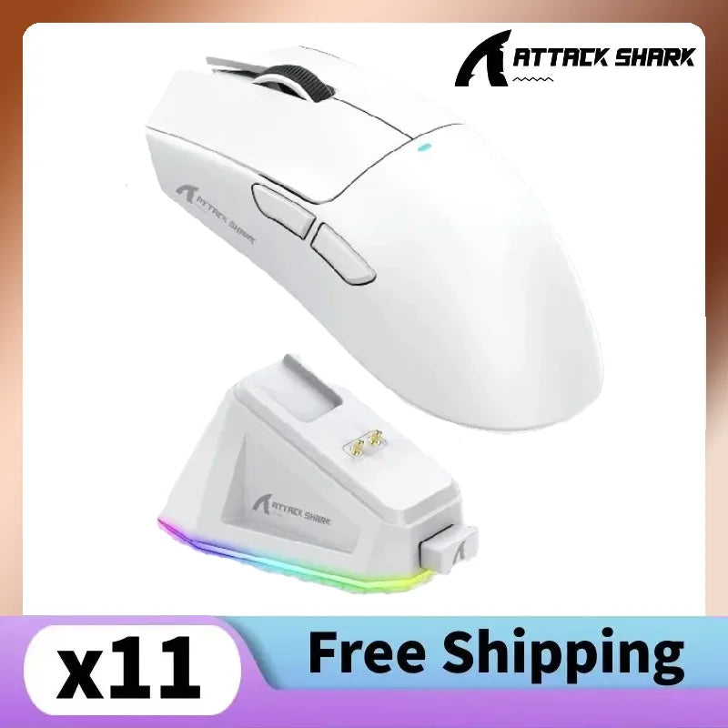 Attack Shark X11 PAW3311 White Bluetooth Mouse, Triple Mode Connectivity.