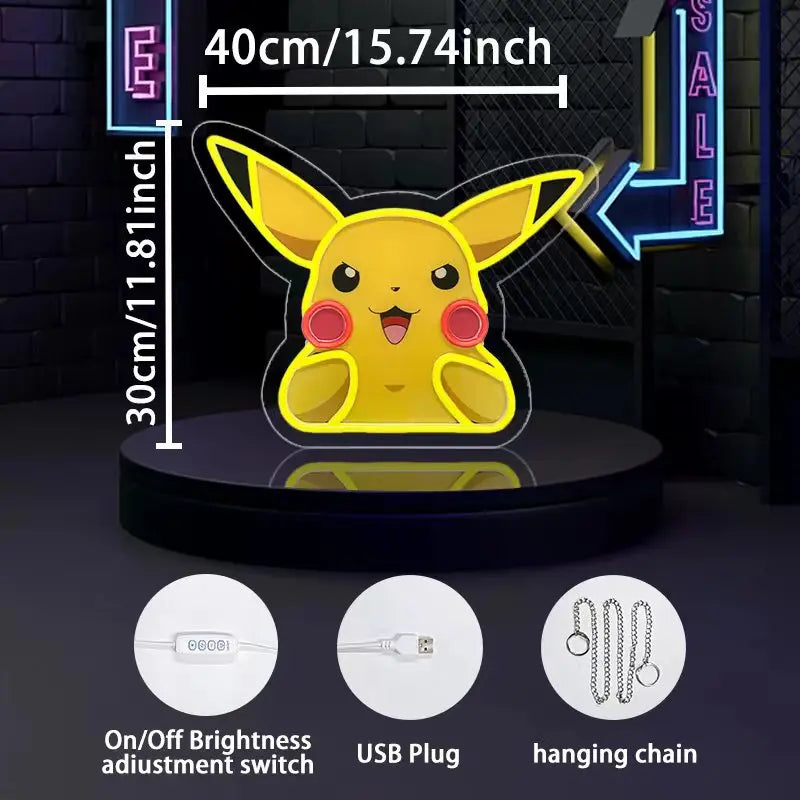 Luce LED al neon in acrilico Pikachu