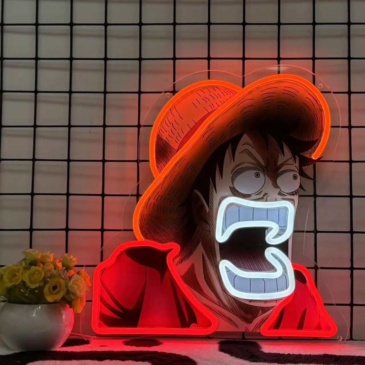 Luce LED al neon in acrilico Luffy Manga