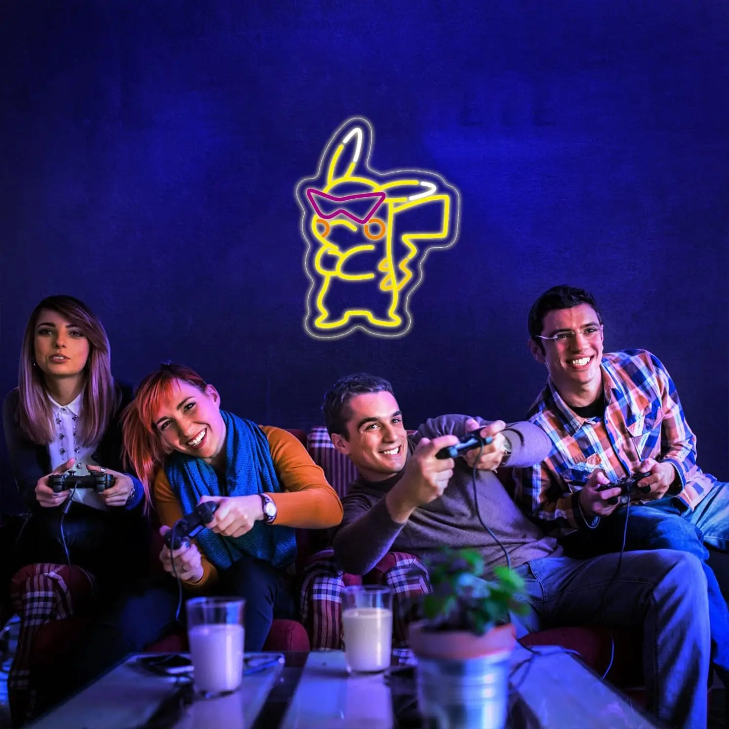 Insegna al neon Pikachu per decorazione da parete Insegna al neon alimentata tramite USB per la decorazione da parete della sala giochi di casa Regali per ragazzi, ragazze, amici, famiglie