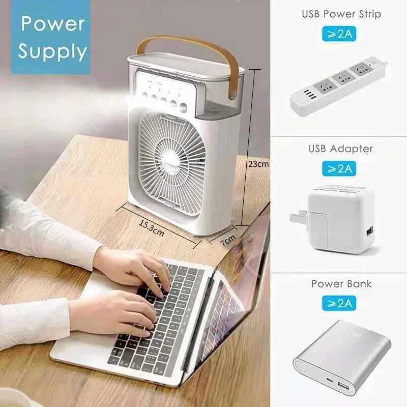 Air Cooler LED Night Light Portable Humidifier Air