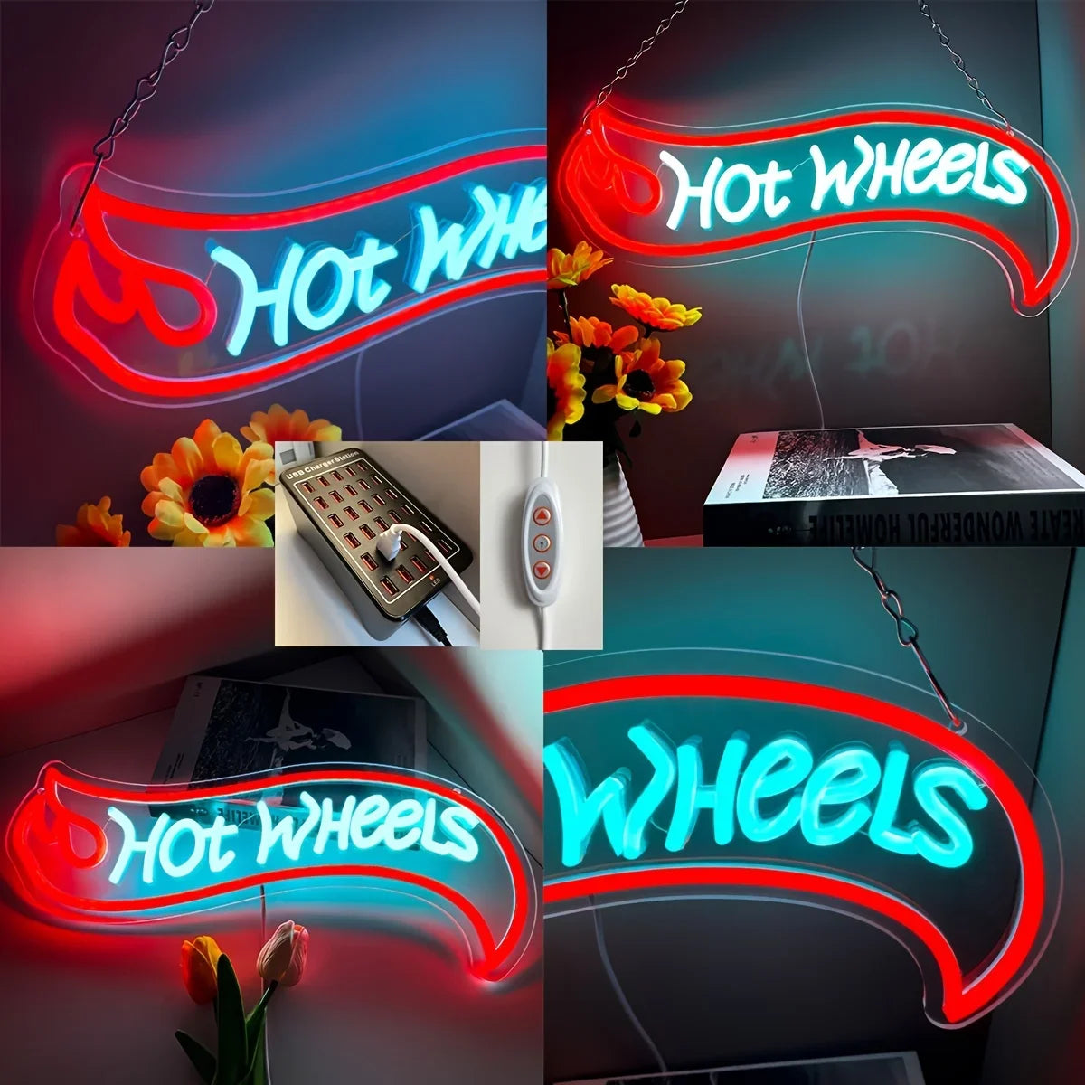 Hot Wheels Neon sign, Neon Lighting Wall, Music Festival Mood Light, Bar Bedroom Neon, Theme Party Props, Birthday Gift Light