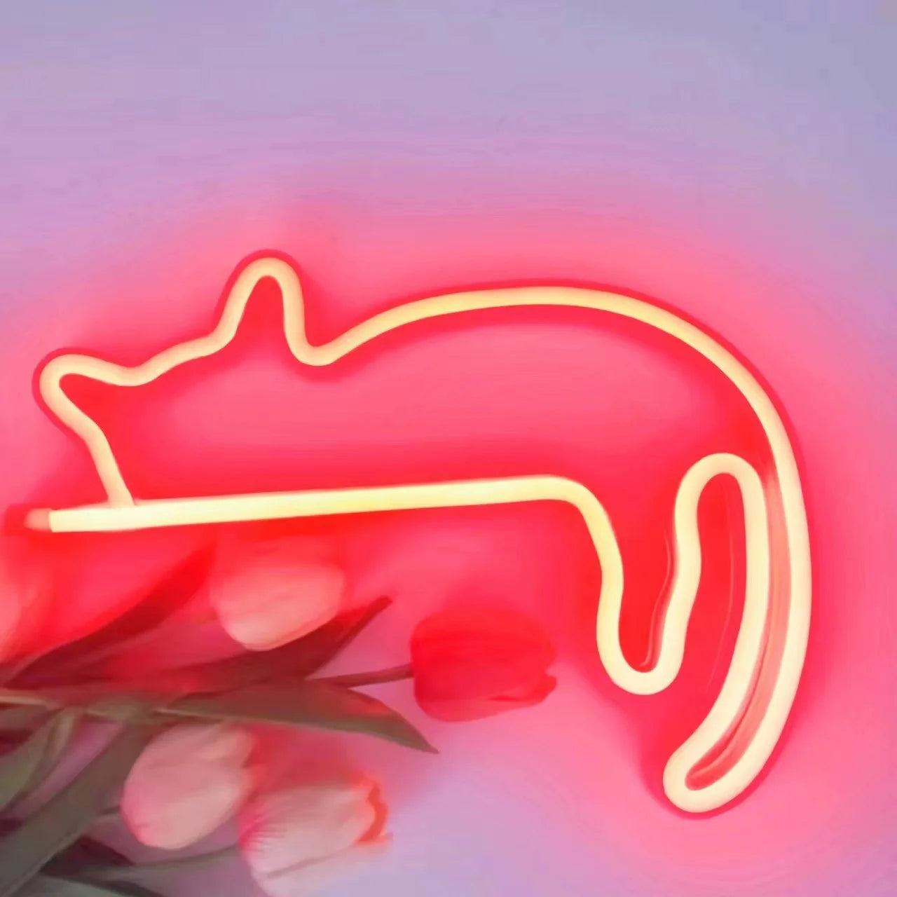 Insegna al neon a forma di gatto per decorazioni da parete con luce a LED