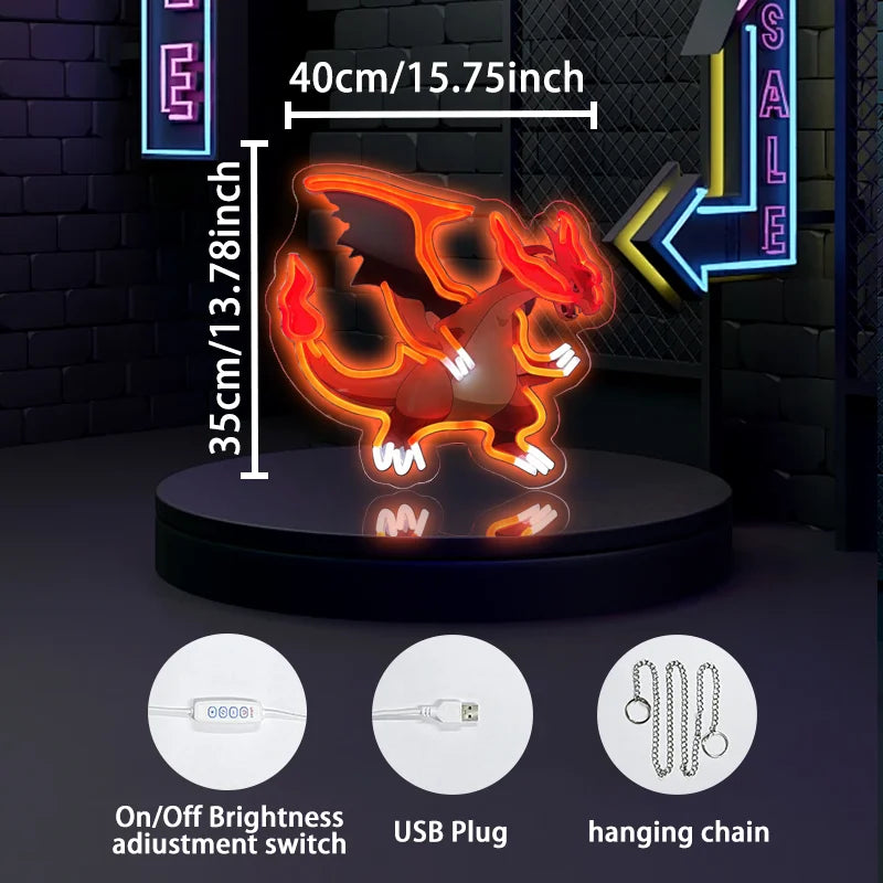 Charmander Acrylic Neon LED Light