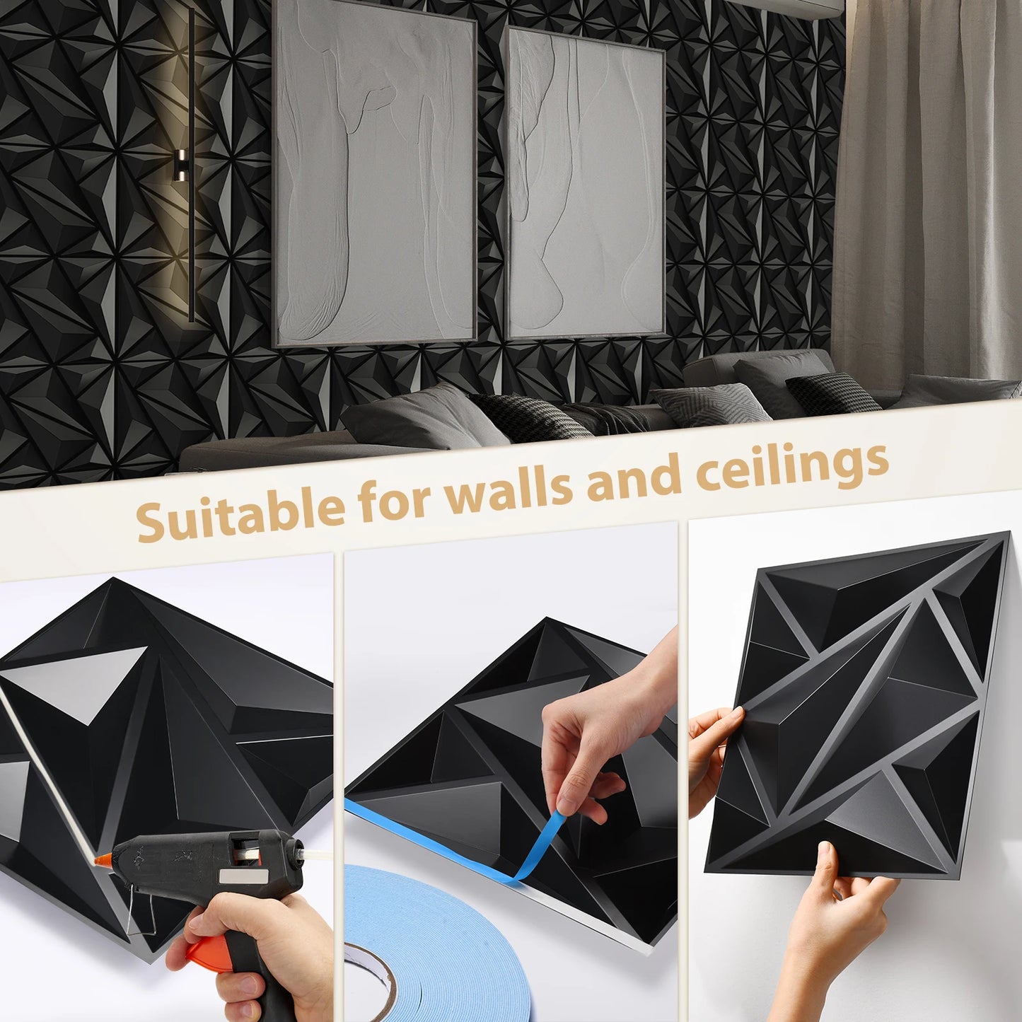 3D textured wall panel for indoor wall decoration