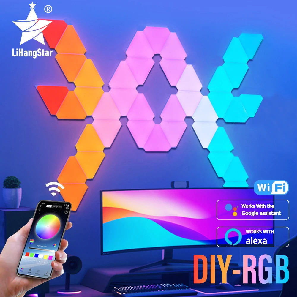 Applique a LED intelligente WIFI triangolo RGB luce atmosfera interna APP sincronizzazione musica sala giochi TV camera da letto decorazione